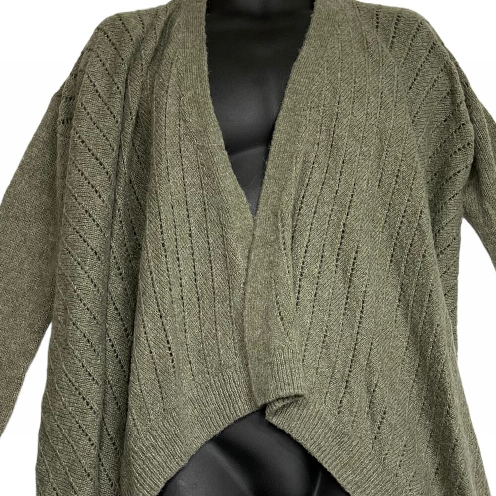 Lou Grey Cardigan Size M Gray Open Front Wool Alpaca Blend Casual Layering